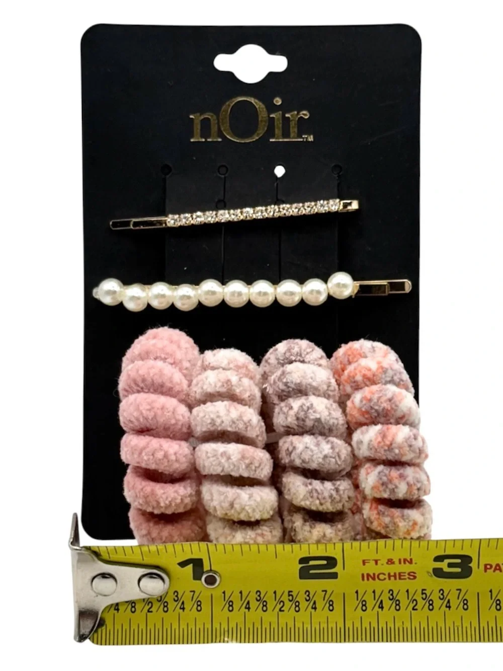 Noir Hair Accessory Set Rhinestone Pearl Bobby Pins And Coil Hair Ties 6 PCS